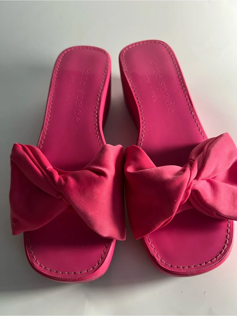 Kate Spade Hot Pink Bow Slide Wedge Sandals Size 9.5